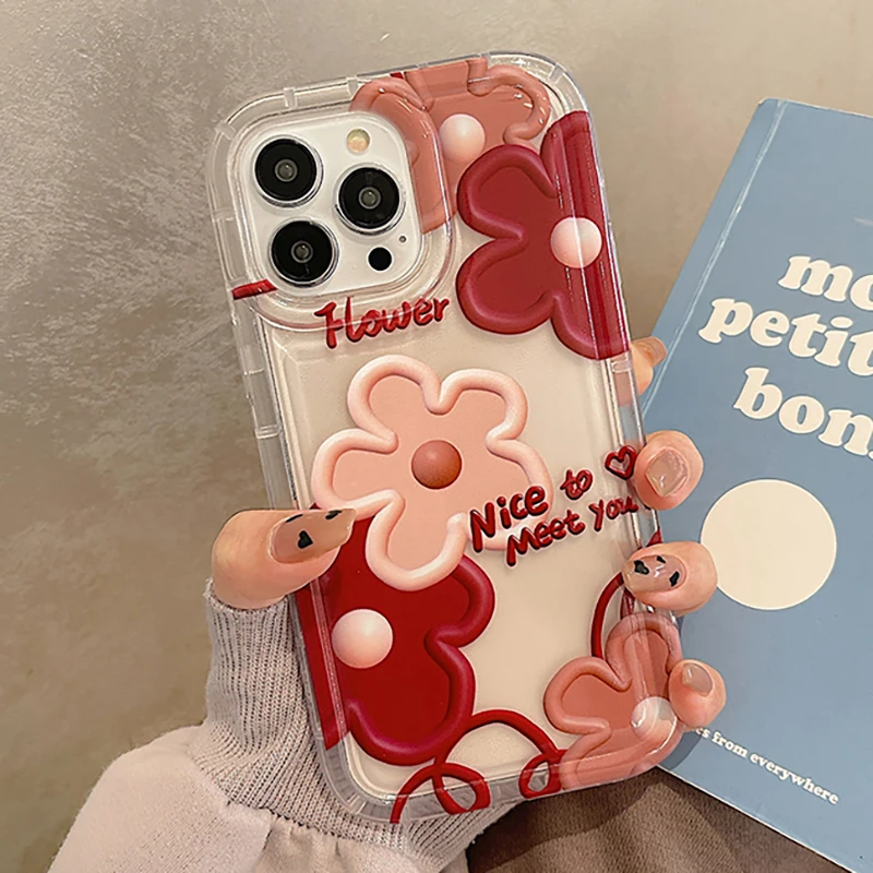 

Oil Painting Flowers Shockproof Bumper Case For iPhone 11 12 13 14 Pro Max 14 Plus Fashion Soft Clear Back Cover