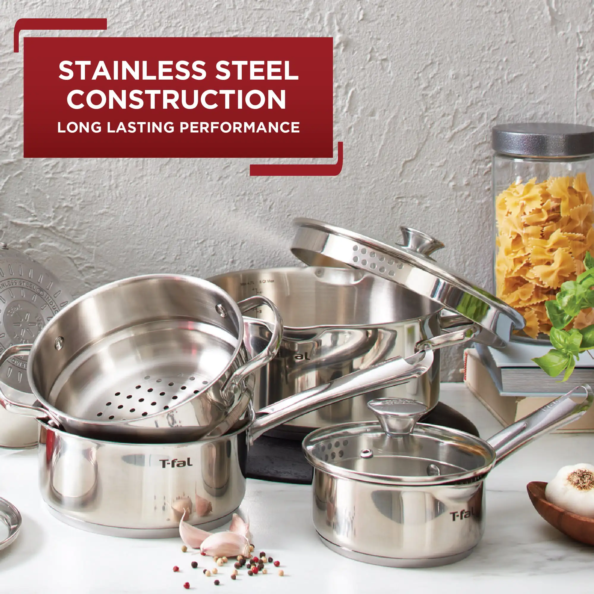 

Cook & Strain Stainless Steel Cookware Set, 14 Piece Set, Dishwasher Safe