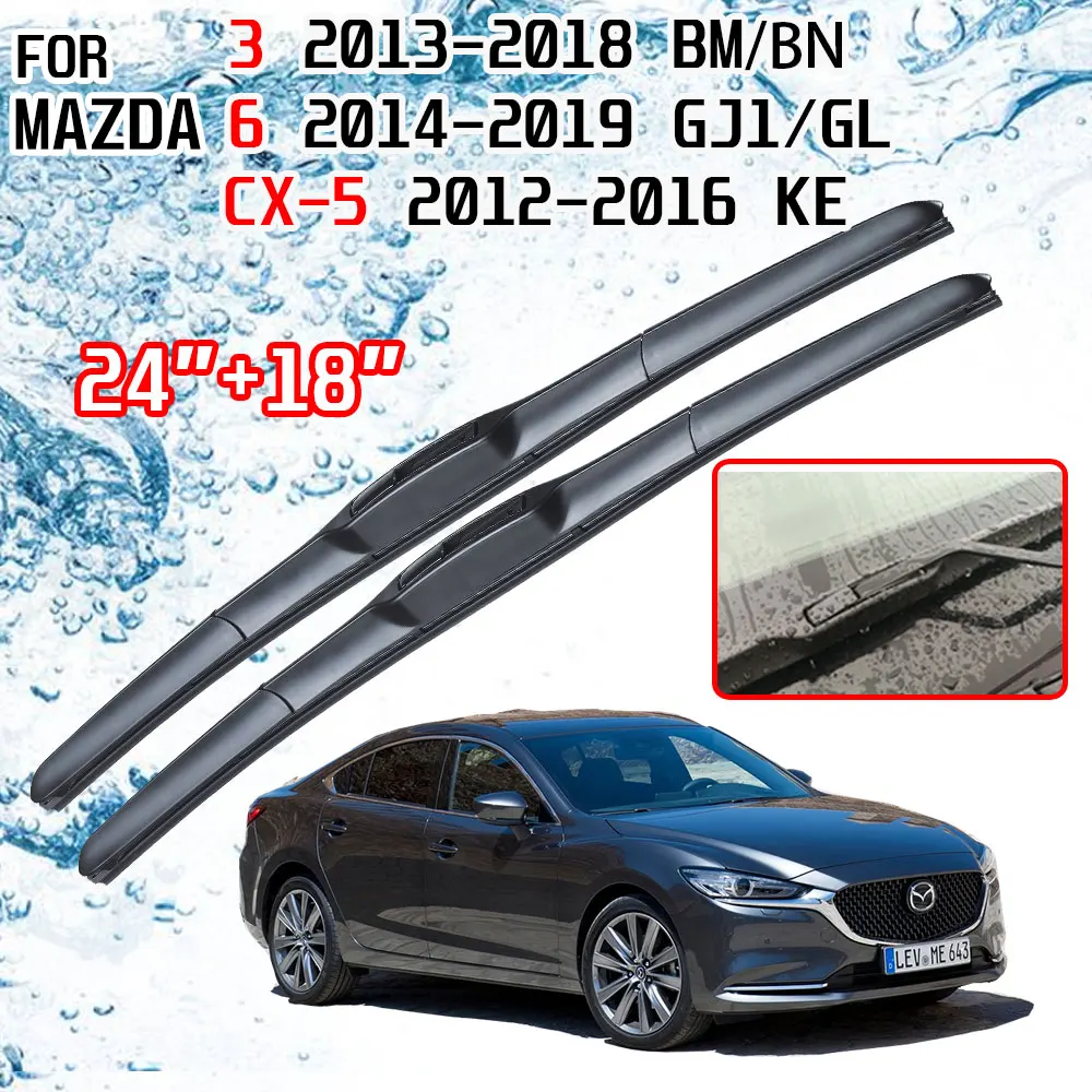 For Mazda 3 2013~2018 BM BN 6 2014~2019 GJ1 GL CX-5 2012~2016 KE Accessories Car Front Windscreen Wiper Blades Brushes Cutter