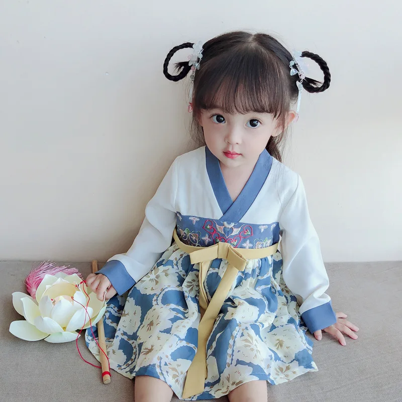 

Chinese Traditional Dress For Girls Hanfu New Year Clothing Halloween Costumes Printed Tang Suit