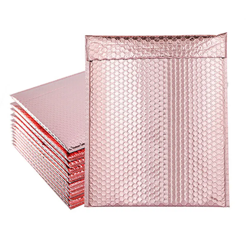 

Relcheer 20Pcs Poly Foam Padded Courier Bag Rose Gold Envelope Logistics Shipping Postal Pouch PE Shockproof Padded Bubble Bags