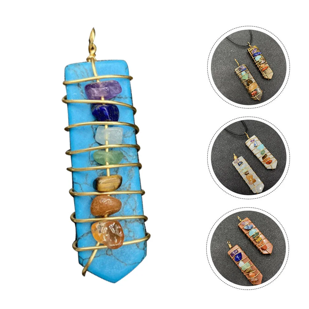 

Pendant Women Necklace Natural Stone Pendants Decorative Colorful Wire Wrapping DIY Crystal