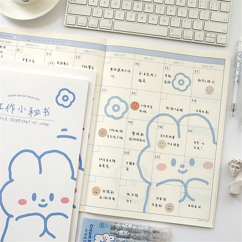 

Cute Rabbit Notepad Monthly Weekly Daily Planning Schedule Book Journals Cute Diary Notebook Planner Calendar Plan Book