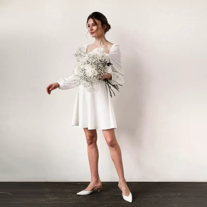 

Женские Повседневные Вечерние ничные платья с квадратным вырезом и рукавами-фонариками, Осенние милые свободные удобные трапециевидные ми...