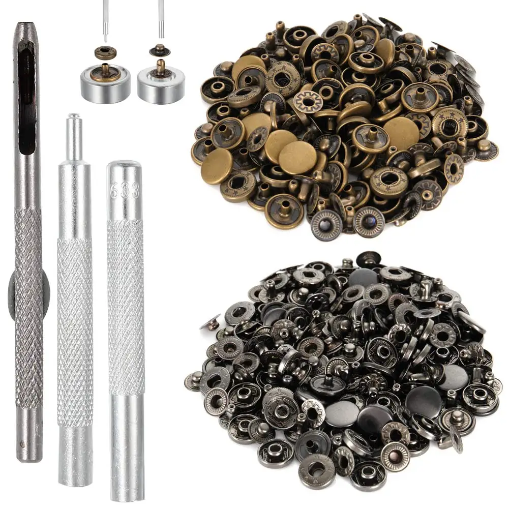 

12.5mm 40 Sets Metal Snap Button Snaps Fasteners With 4 Pieces Fixing Tools Press Studs Clothing Tool Kit Tp-hot