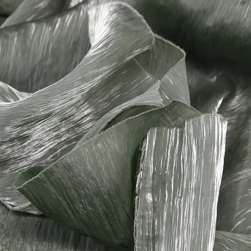 Блестящая органза ручной работы гофрированная ткань текстура кристальная пряжа