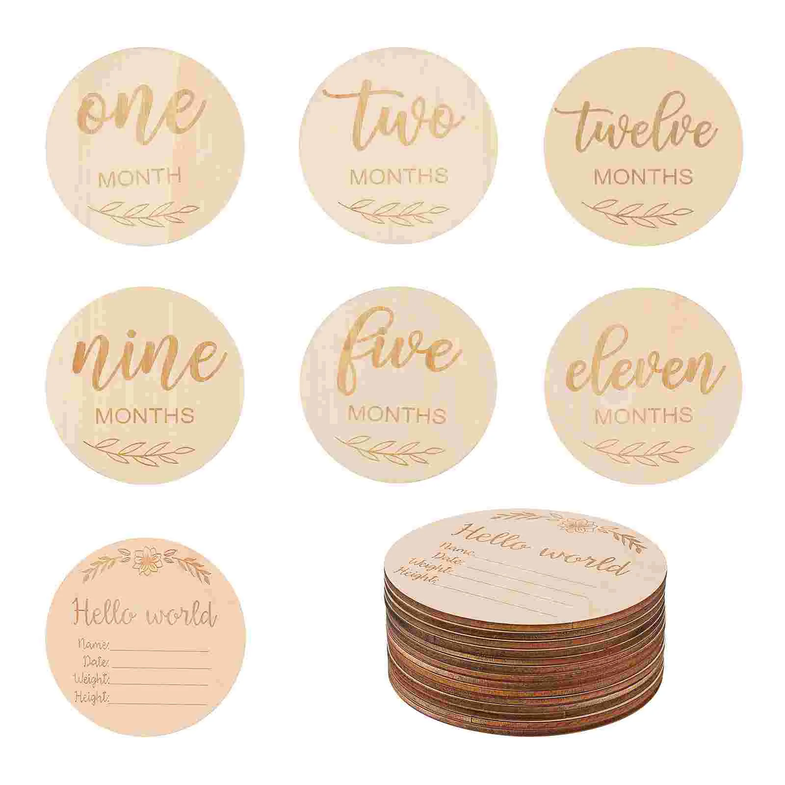 

Baby Milestonemonthly Wooden Discs Newborn Growth Signs Photo Blocks Gift Circles Setphotography Month First Year Announcement