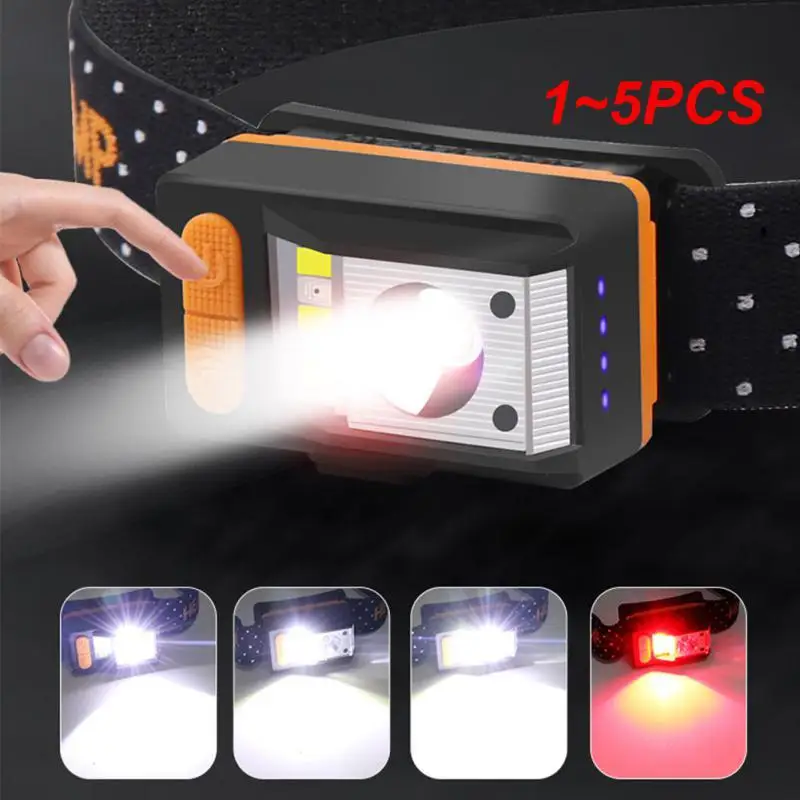

1~5PCS LED Headlamp With Motion Sensor USB C Rechargeable Lamp Mini Camping Fishing Head Light flashlight