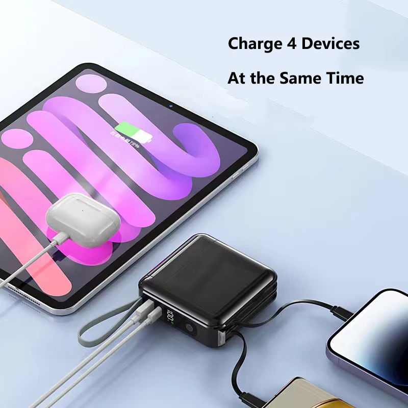 Power Bank 30000 мАч с кабелем, вилкой переменного тока, настенное зарядное устройство, 22,5 Вт, быстрая зарядка, внешний аккумулятор для iPhone 16, Samsung Xiaomi (art.: 3920d0fc032a6) - 3920d0fc032a6