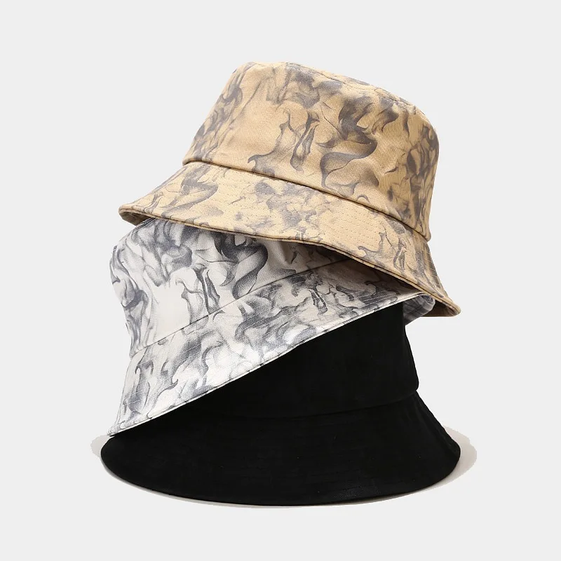 

New Creative Water Mist Pattern Print Cotton Fisherman Caps Tide Outdoor Bucket Hats for Women Shade Designer Hat Unisex Bonnets
