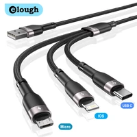 elough 3in1 usb cable for iphone micro usb type c cable 3 5a fast phone charging cord usb c cable for xiaomi poco huawei samsung