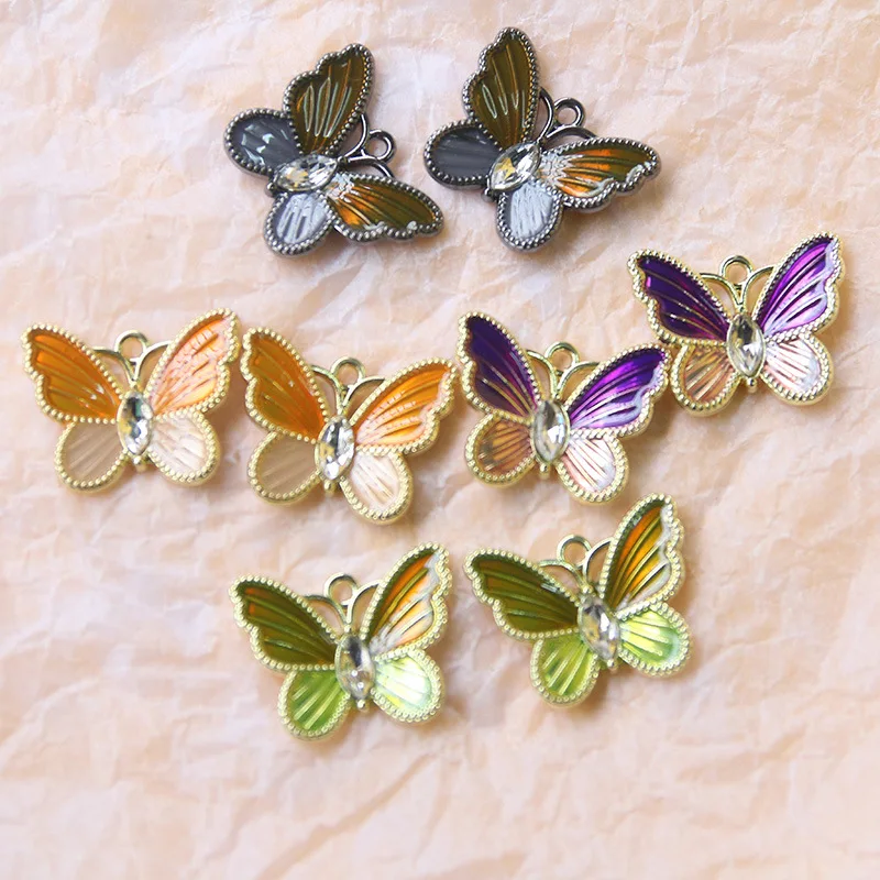 

DIY Jewelry Findings Enamel Butterfly Alloy Charms 30pcs Ornament Accessories Necklace Earring Floating Keychain Pendants