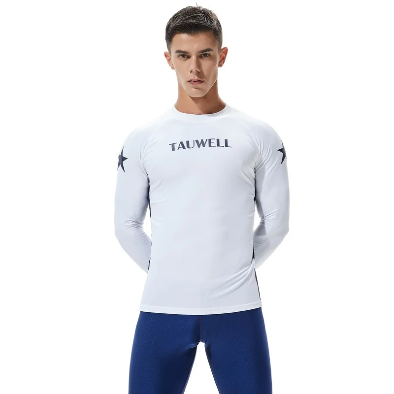Мужской купальник Rashguard с длинным рукавом плавательная рубашка лайкра одежда для