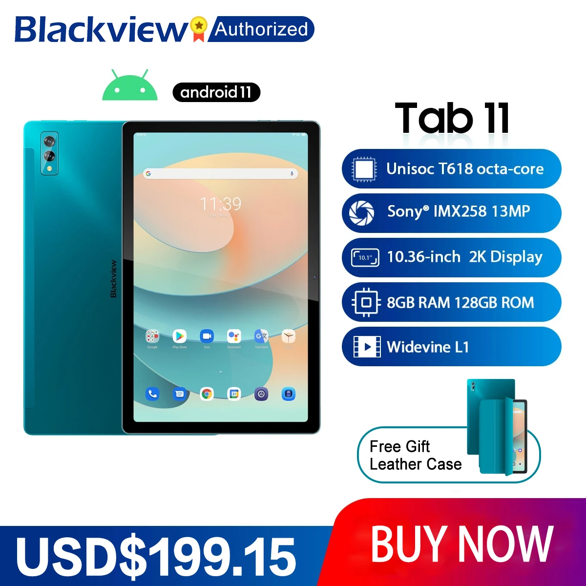 

Blackview TAB 11 планшет на Android 11, восемь ядер, экран 10,36 дюйма, 8 ГБ + 2000 Гб