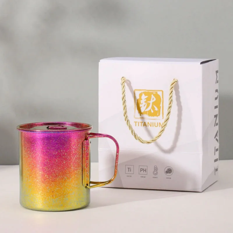 

Кружка из титана 200/300/450 мл с крышкой, складная ручка