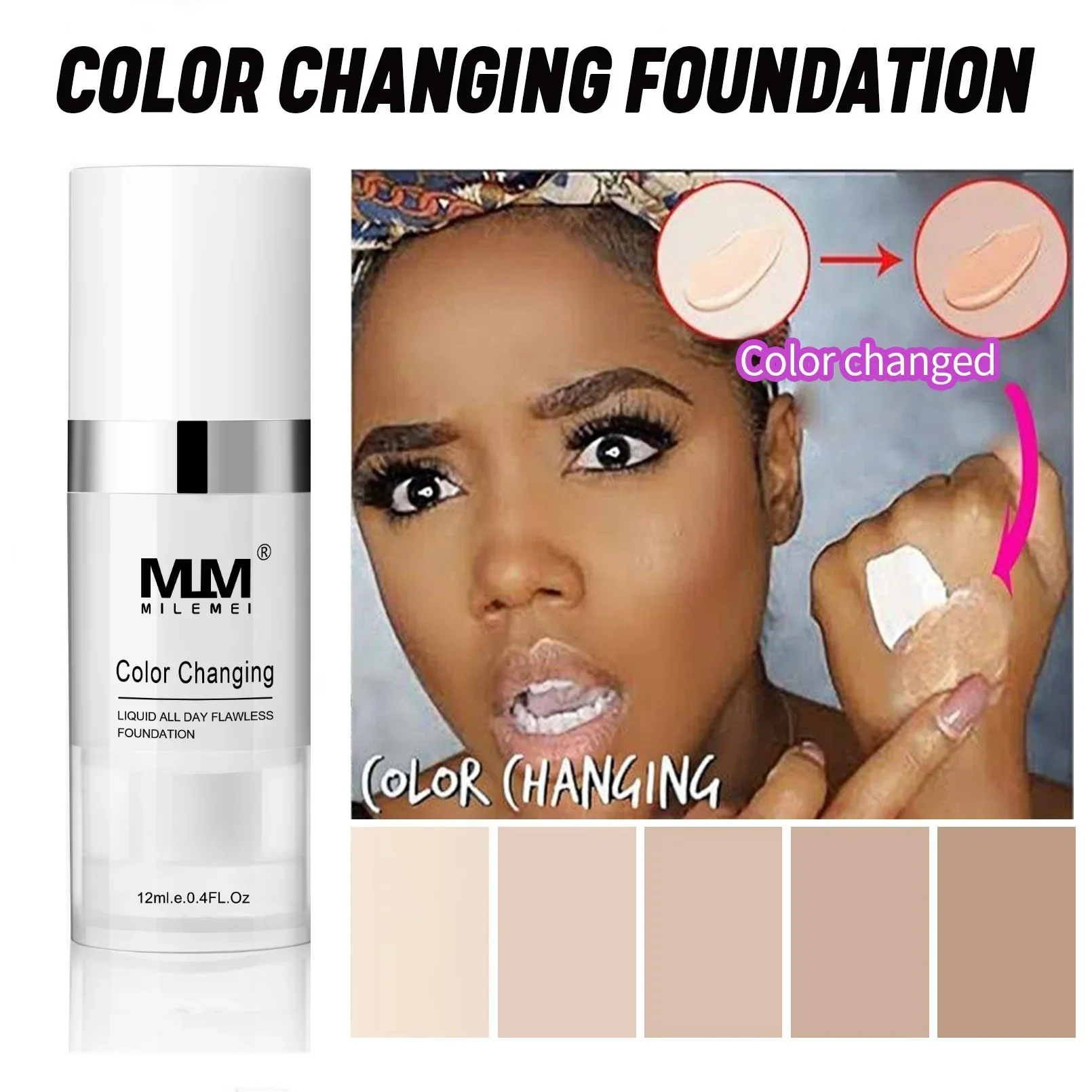 

Color Changeing Foundation Liquid Temperature Change Skin Tone Foundation Naturally Brightens Waterproof Concealer Lasting