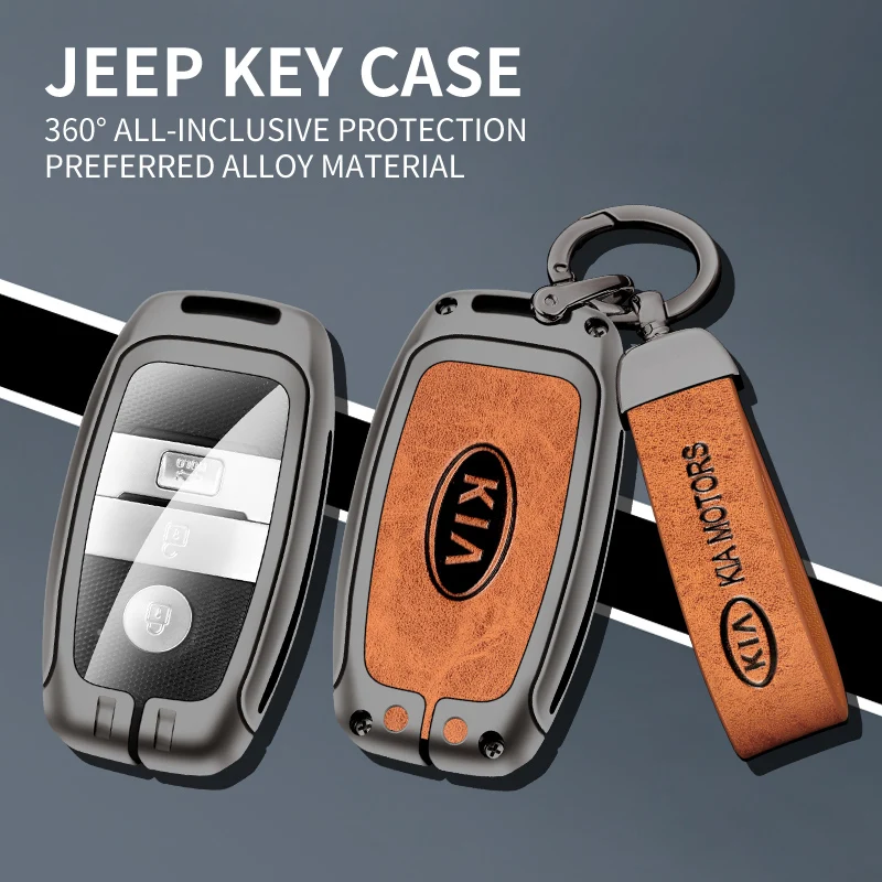 

New Car Key Case For KIA K2 KX3 KX5 K5 K3S RIO Ceed Creato Optima Sportage Sorento Metal+Leather Car Key Cover Car Accessories