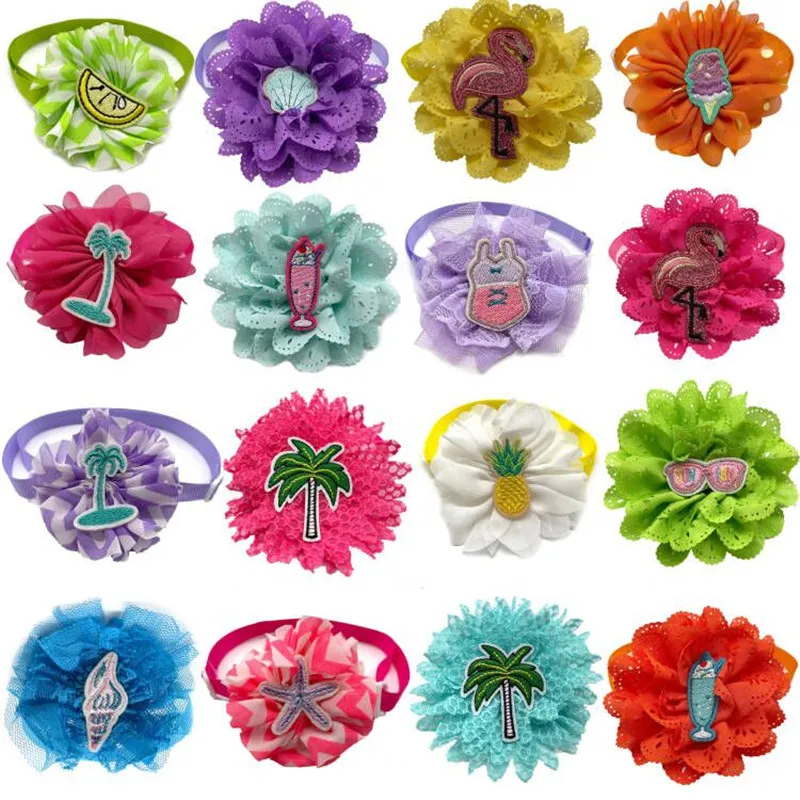 

50/100pcs Summer Pet Dog Product Bow Tie Small Dog Cat Beach Style Coconut Tree Bowties Collar Pet Small Dog Grooming Products