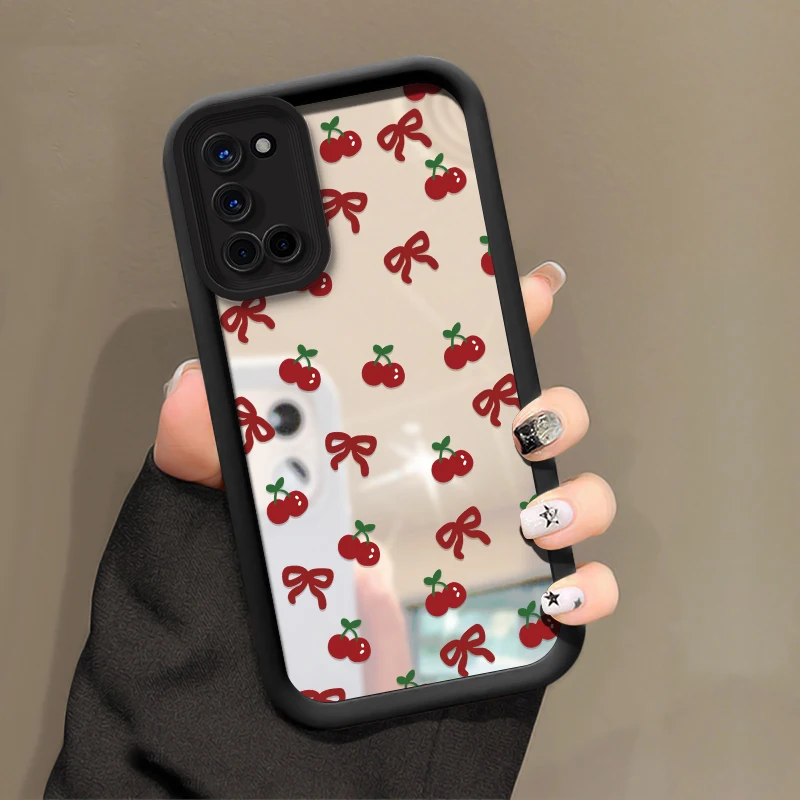 Корейский силиконовый чехол с милым вишневым бантом для OPPO F17 Pro 4G F27 5G F25 F23 F21 F19S F19