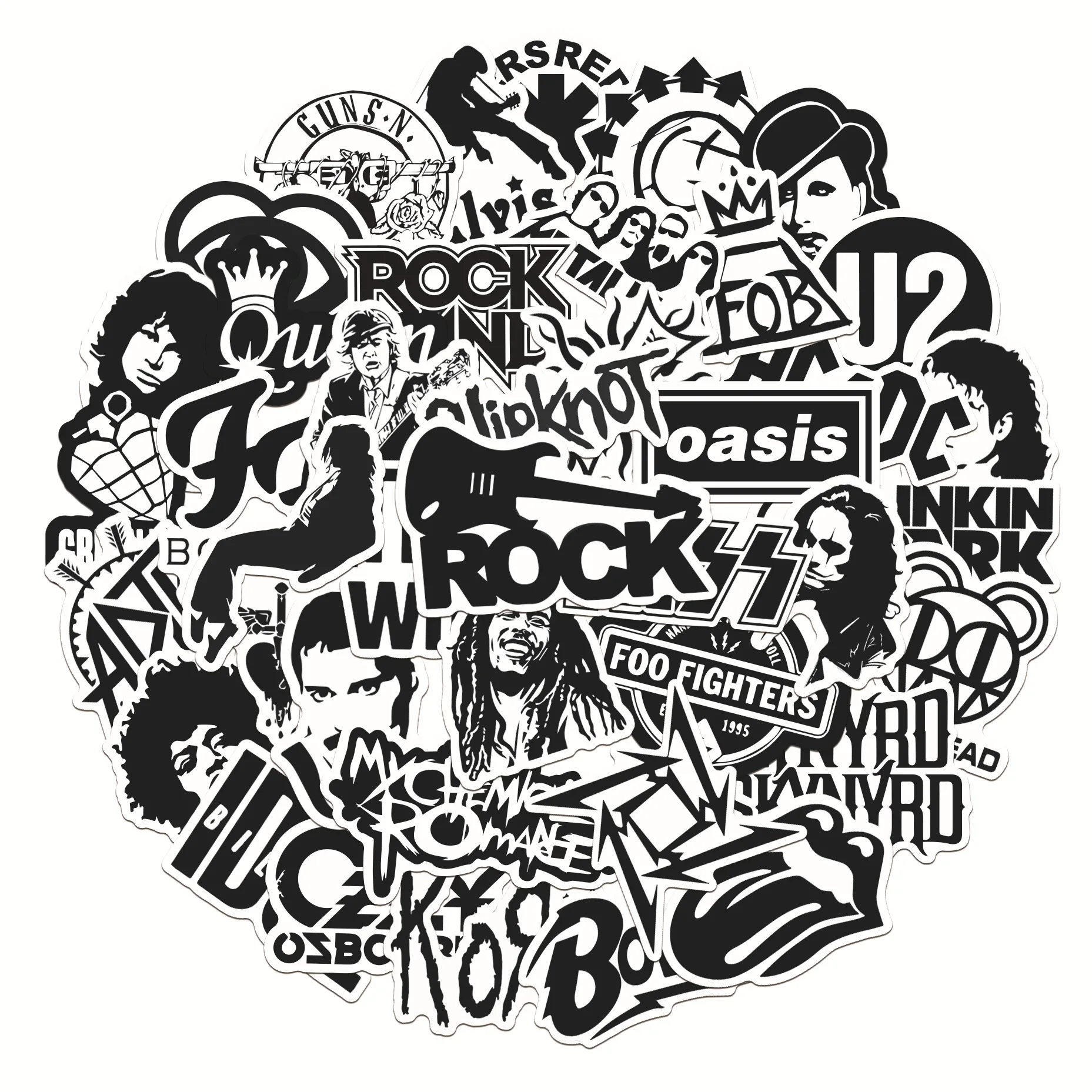 

50pcs Rock ROCK Punk Band Graffiti Suitcase Motorcycle Car Computer Skateboard Helmet Personalized Waterproof Sticker