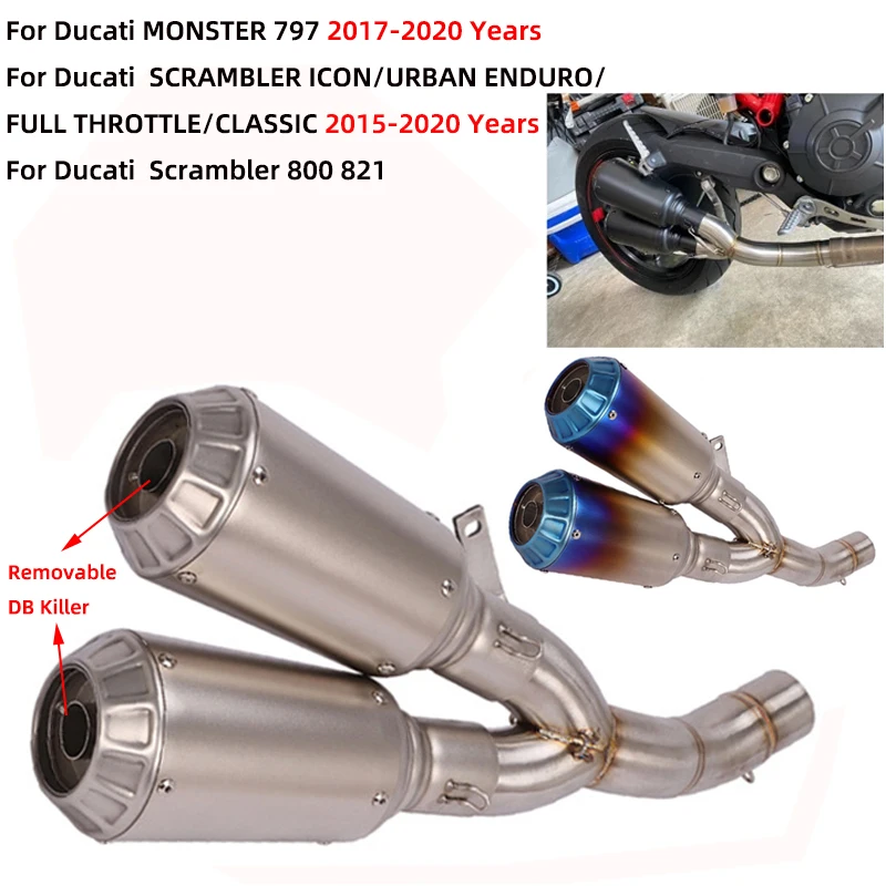 

Слипоны для Ducati Scrambler 800 821 Monster 797 модифицированный выхлопной трубы для мотоцикла GP Escape среднее звено двойной выходной глушитель