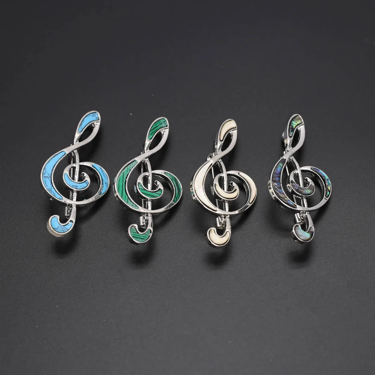 

Natural Shell Stone Note Pendant Brooch Dual-Use DIY Female Malachite Necklace Earring Accessories Gift Party 28*6mm