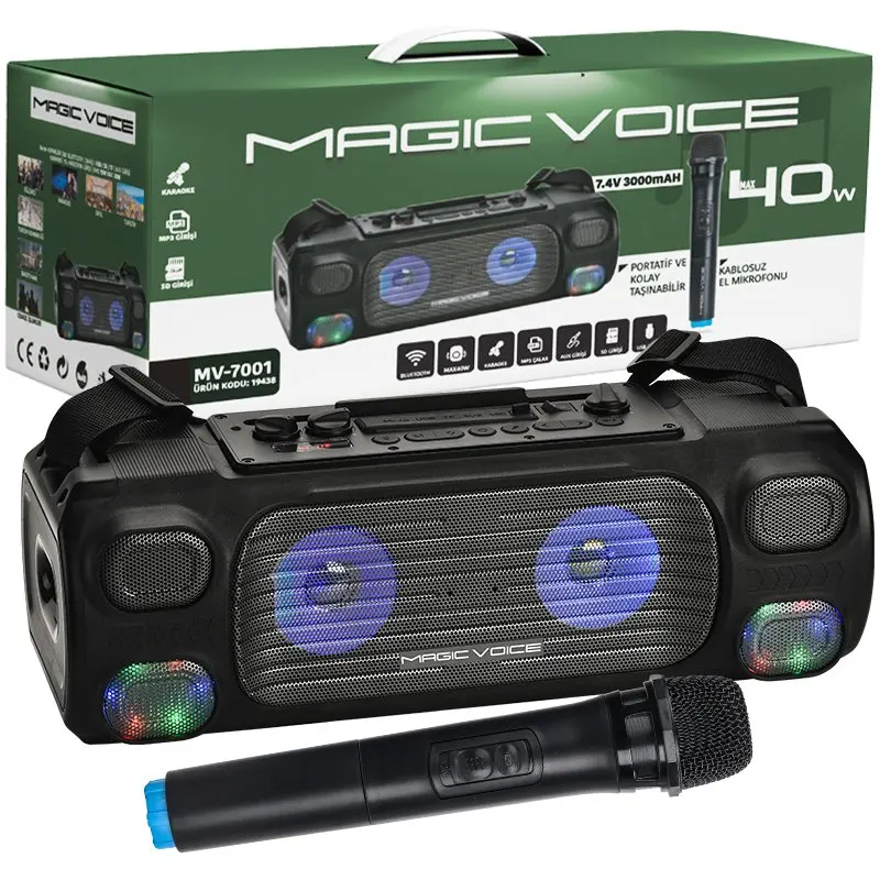 

MAGICVOICE MV-7001 VHF портативный mhr USB/SD/BT/UK 40 Вт светильник портативный