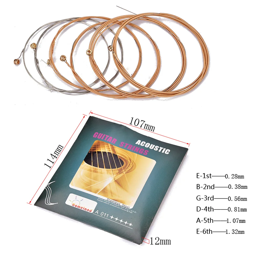 6 шт./компл. стальные гитарные струны разных размеров для 6-струнной народной