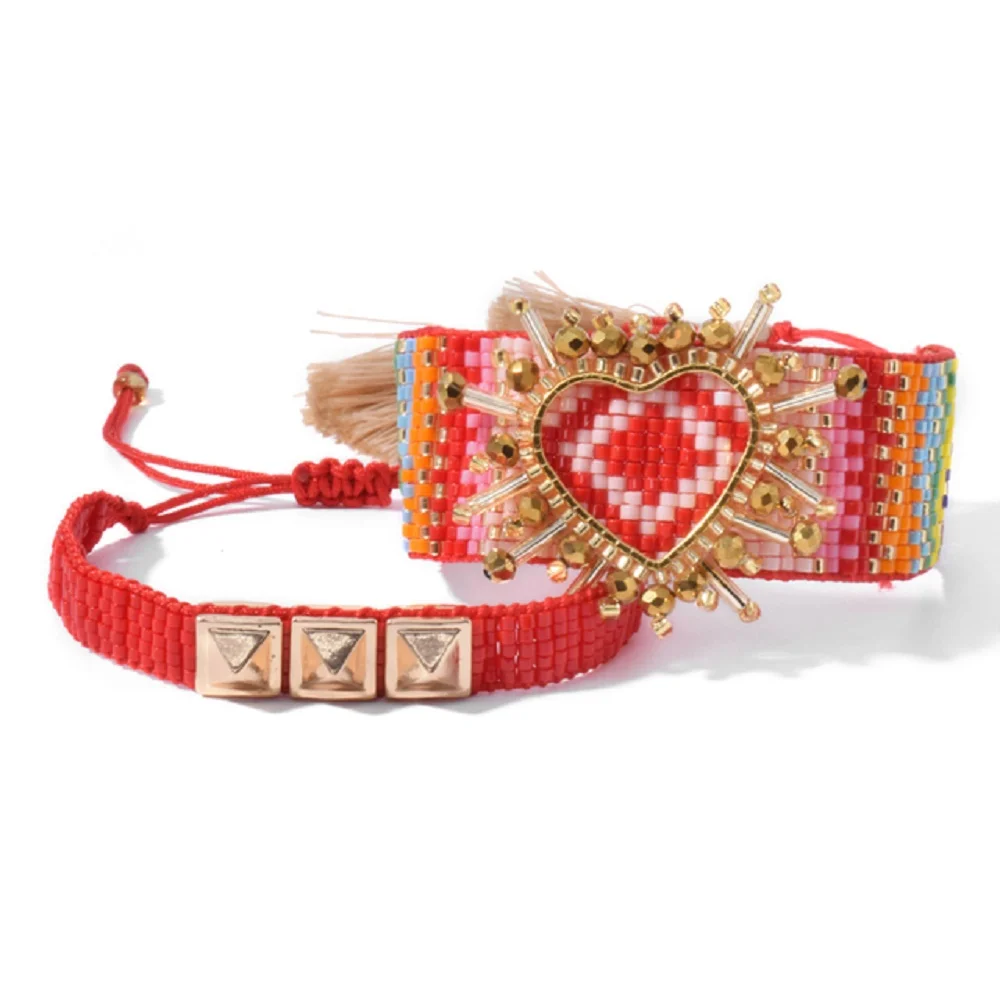 

Rttooas Miyuki Women's Bracelet Gift Heart Pattern Tassel Bracelet Jewelry Design Handmade Loom Woven Bohemia Jewelry Wholesale