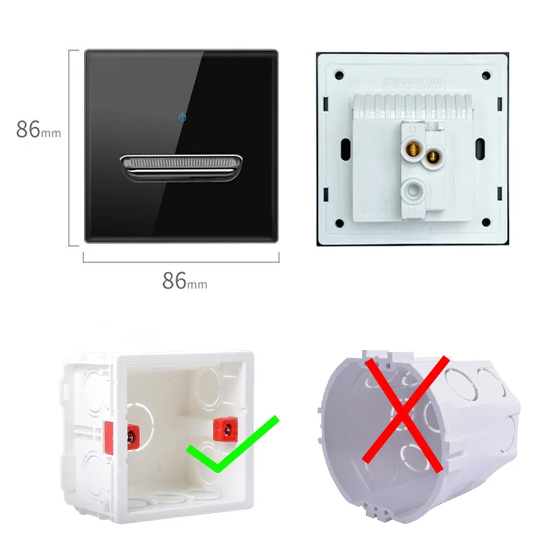 Настенный выключатель из закаленного стекла Европейская розетка самосброс