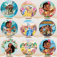 disney round baby moana backdrop girls 1st baby shower ocean happy birthday party photograph background photo banner decoration