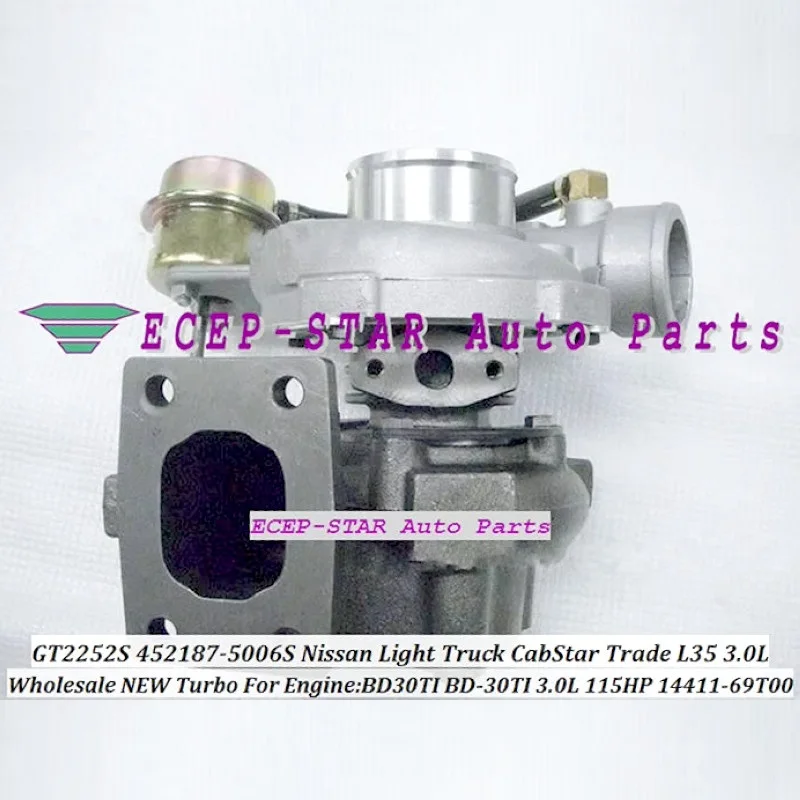 Фото Турбокомпрессор Turbo GT2252S 452187 452187-0001 452187-6 14411-69T00 14411-69T60 452187-3 для NISSAN CabStar Trade M100 L35 BD30TI BD-30Ti 3.0L №1