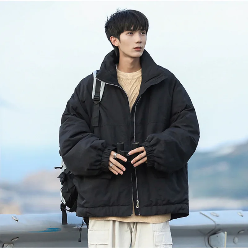 Winter Jacket Men Warm Fashion Casual Cotton Thickened Jacket Men Japanese Streetwear Loose Short Coat Mens Parker Clothes M-3XL