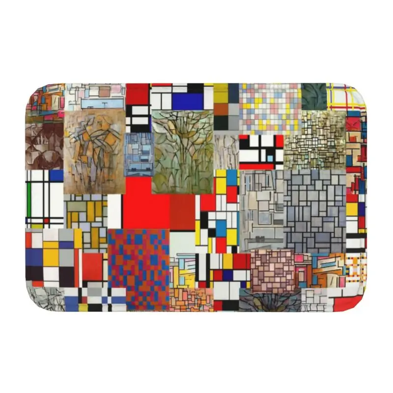 Piet Mondrian De Stijl Abstract Art Front Door Floor Entrance Mat Indoor Bathroom Kitchen Doormat Bedroom Carpet Rug