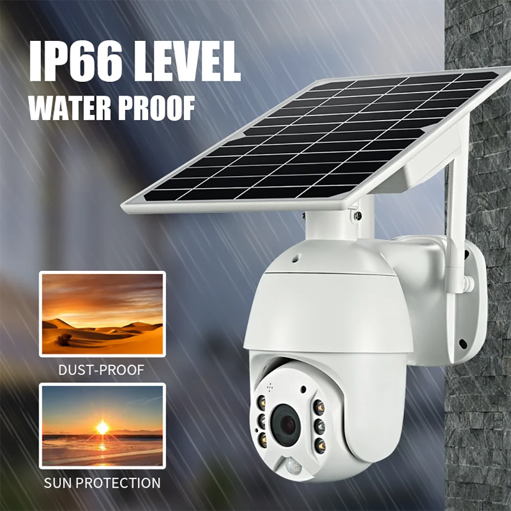 

4G Wireless Solor Camera 4MP Wifi Security Two Way Audio IP Camera Waterproof Outdoor 8W Power Built in Battery PTZ