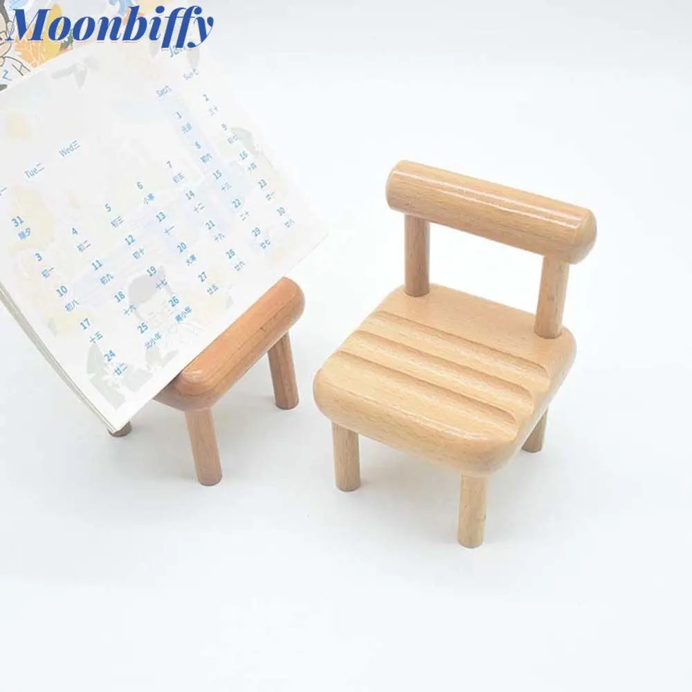 

2in1 Furniture Toys Universal Cell Phone Holder Wooden Anti-slip Smartphone Support Beech Pretend Play Shape Desktop Phone Stand