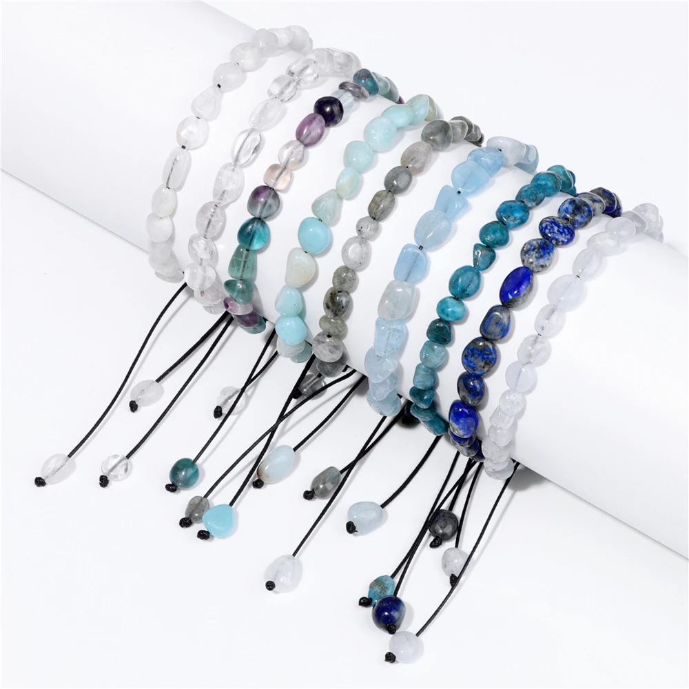 

Natural Reiki Stone Braided Bracelets For Women Men Irregular Quartzs Crystal Bracelet Adjustable Lapis Lazuli Amethysts Jewelry