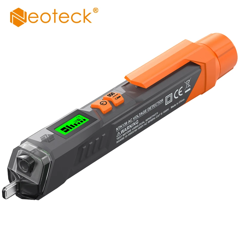

Neoteck Non Contact AC Voltage Tester Pen Detector Circuit Tester High Sensitivity Indicator With LCD & Flashlight 12V/48V-1000V