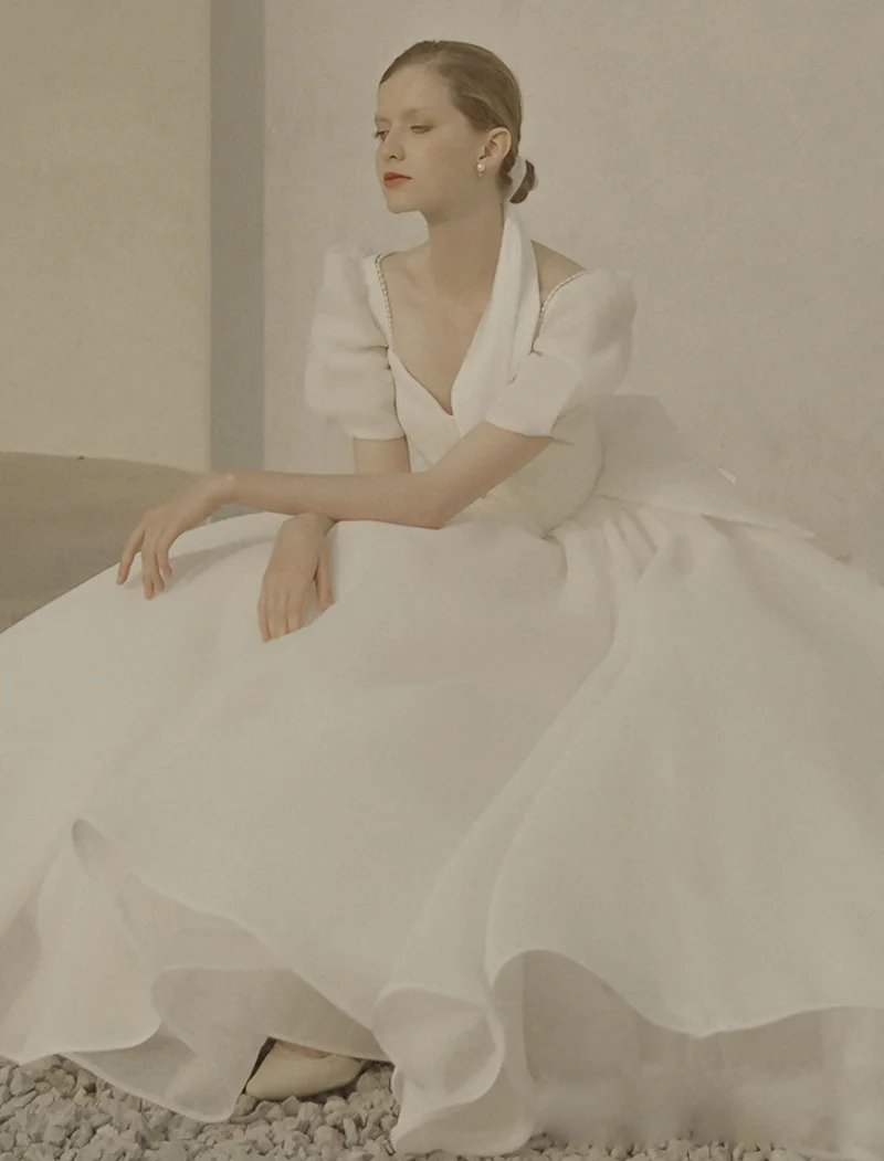

Wedding Dress For Women HY016 Elegant Floor Length Illusion Vintage Bridal Gowns vestido de novia свадебное платье 2022