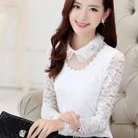 womens tops and blouses 2022 fashion white black sexy casual peter pan collar long sleeve lace blusas under shirts