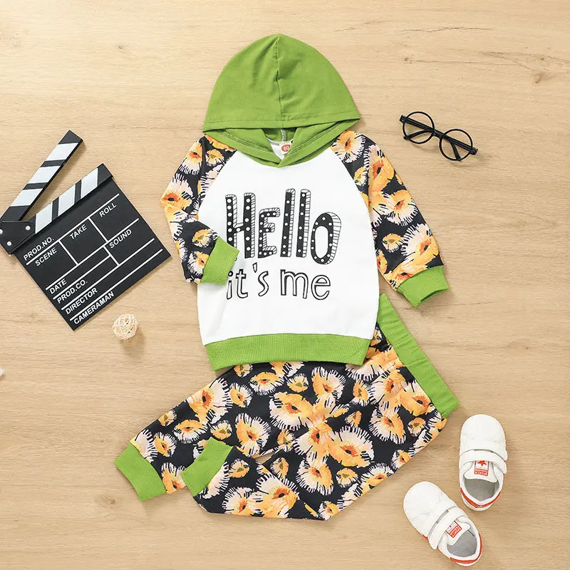 

Toddler Baby Boy Clothes Set Autumn Letter Hoodies Tops + Printing Long Pants 2PCS Suit Infant Casual Fashion Outfits