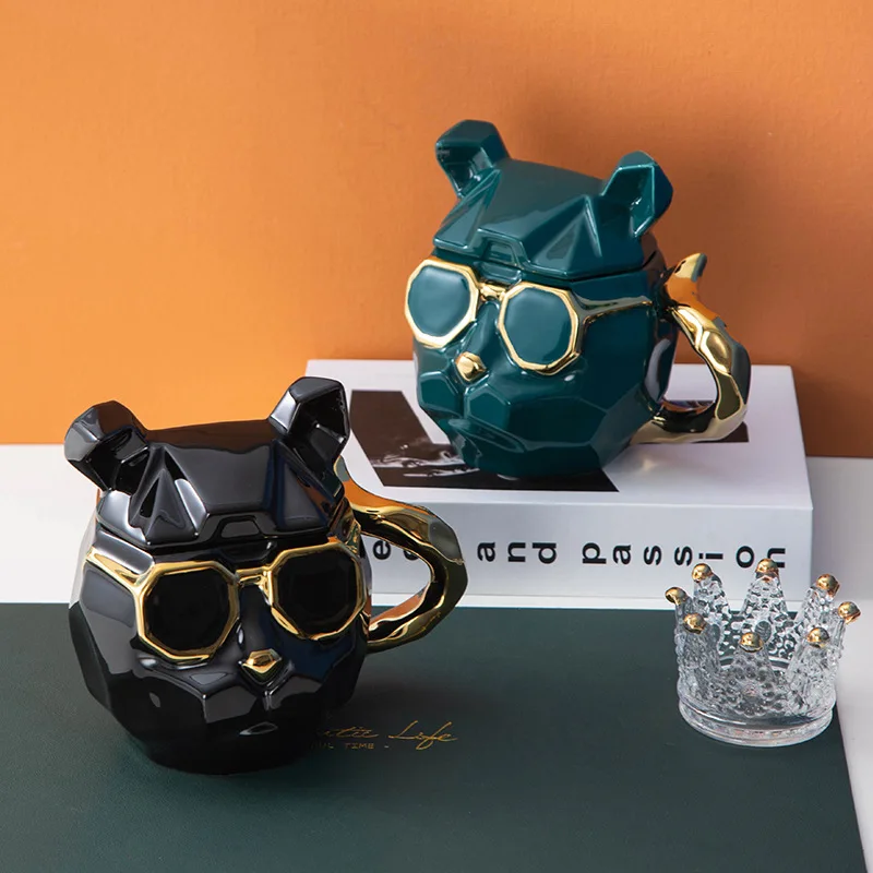 

Creative Ceramic Cool Dog Cup Novel Shaped Cup Ceramic Cup with Lid Mug Cartoon Couple Coffee Cup Tea Cup