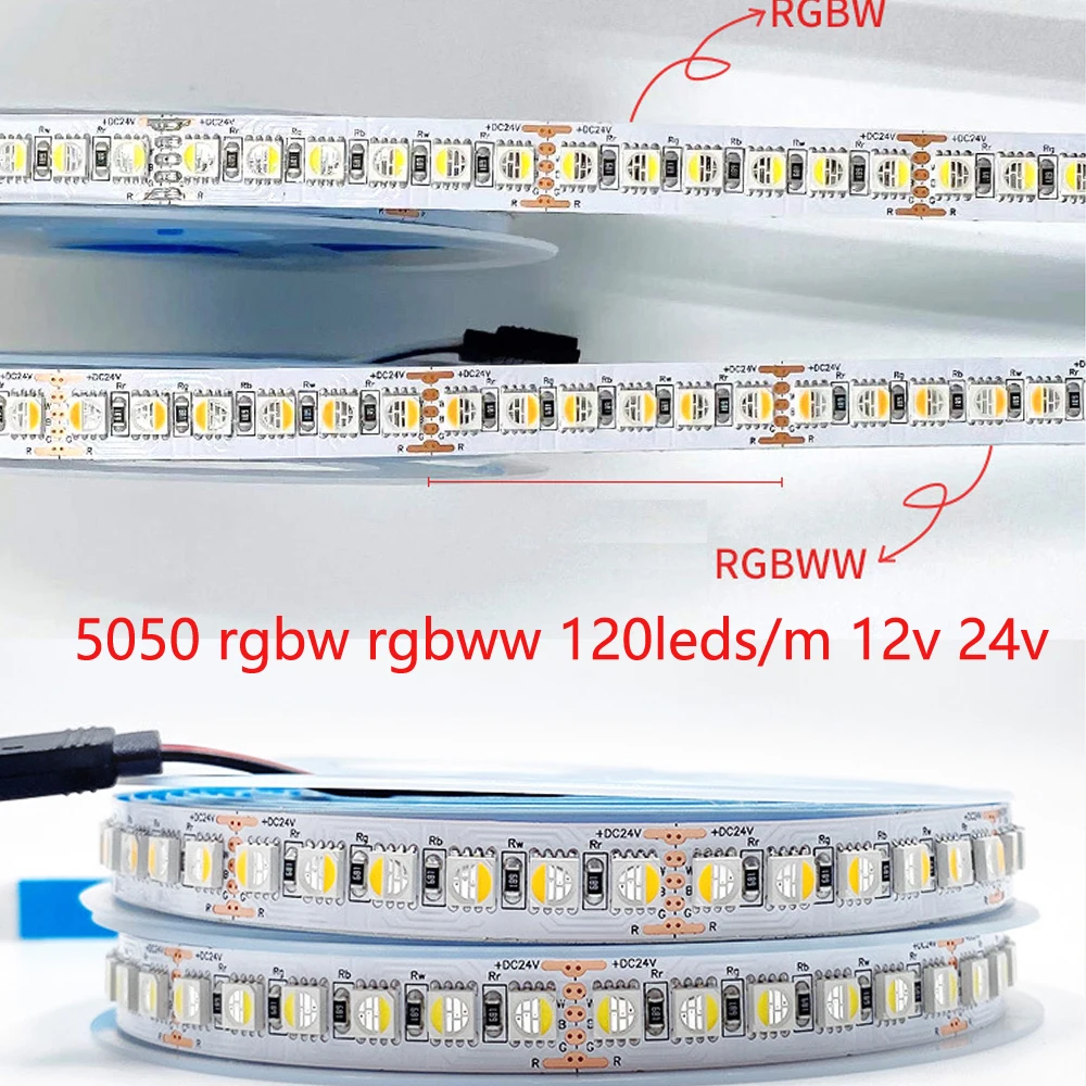 12 В 24 SMD5050 120 светодисветодиодный s/M RGBW RGBWW RGB + белый теплый 4 в 1 Светодиодная лента