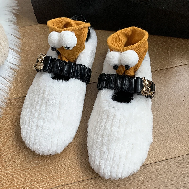 

Новинка 2022, зимняя модная женская обувь на плоской подошве, плюшевая обувь, женская верхняя одежда, зимняя обувь в горошек, теплая хлопковая ...