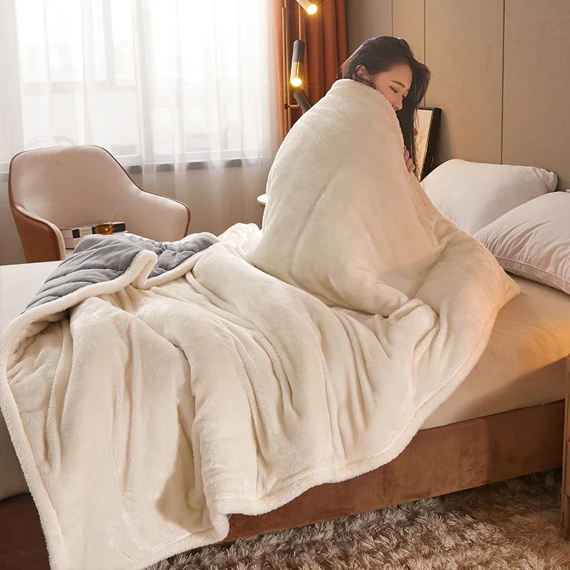 Коралловый флис осенне-зимние теплые одеяла для кровати 3-слойное утолщенное