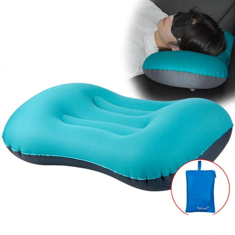 

Portable Travel Plane Inflatable Pillow Multifunctional Outdoor Camping Mat Soft for Hiking Backpacking Sleeping Gear Headrest