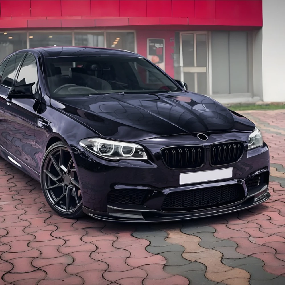 Фото Для BMW 5 серии F10 F11 2011-2017: Передняя гоночная решетка радиатора, глянцевая черная, с двойными линиями, замена автомобильной решетки №4