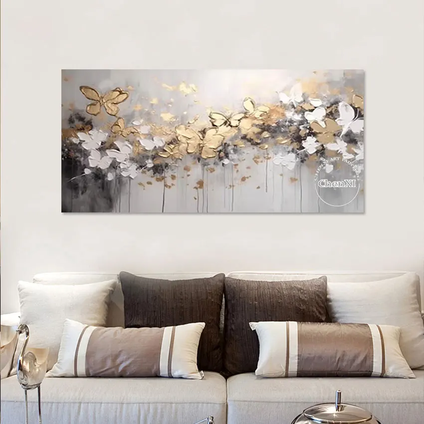 Декоративная Палитра для гостиной с ножом и цветами картина-бабочка абстрактная