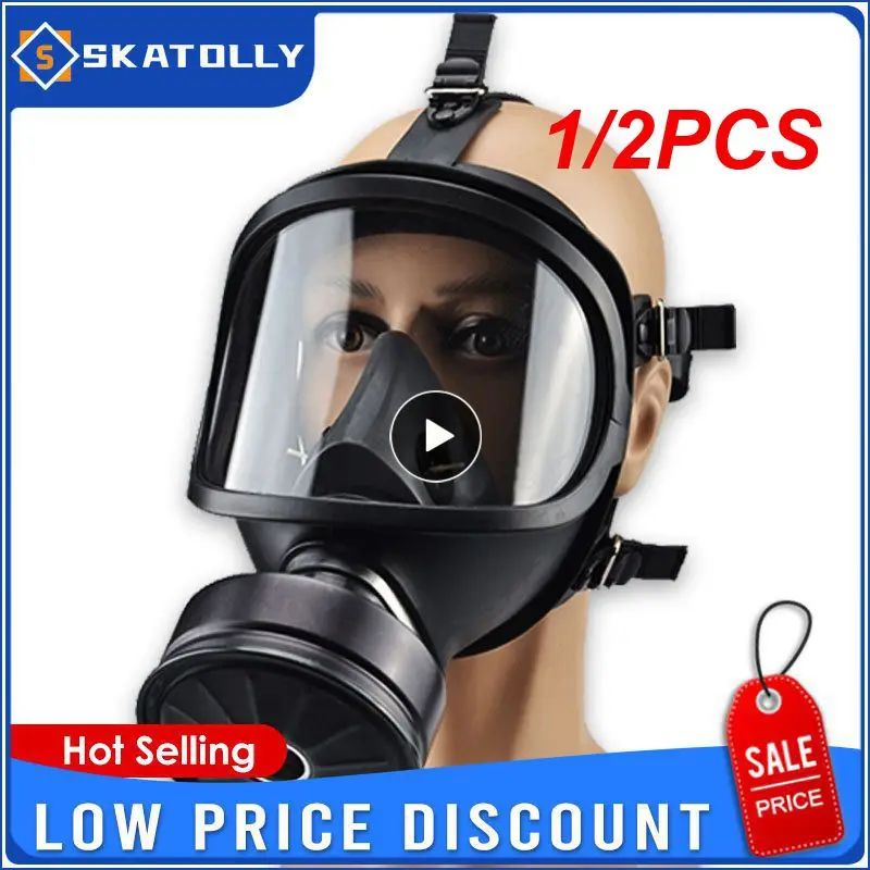 

1/2PCS Black MF14/87 Type Gas Mask Full Face Chemical Respirator Natural Rubber Filter Self-priming