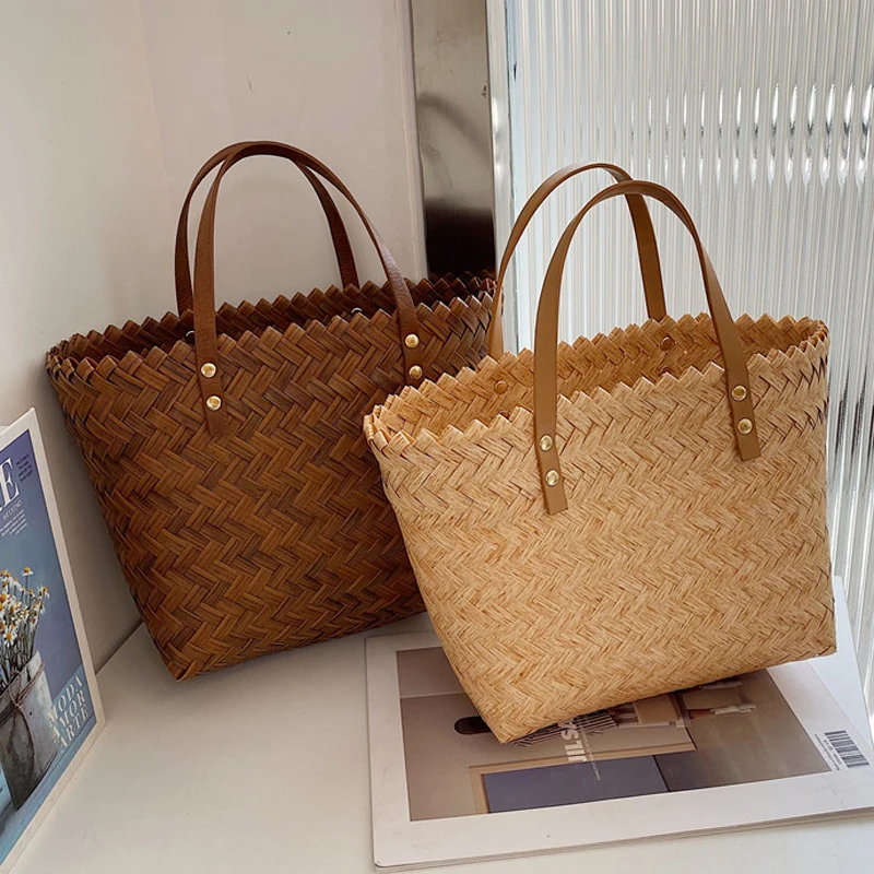 

Вместительные плетеные соломенные сумки через плечо из ротанга для красивых женщин 2022 летние женские пляжные сумки и кошельки